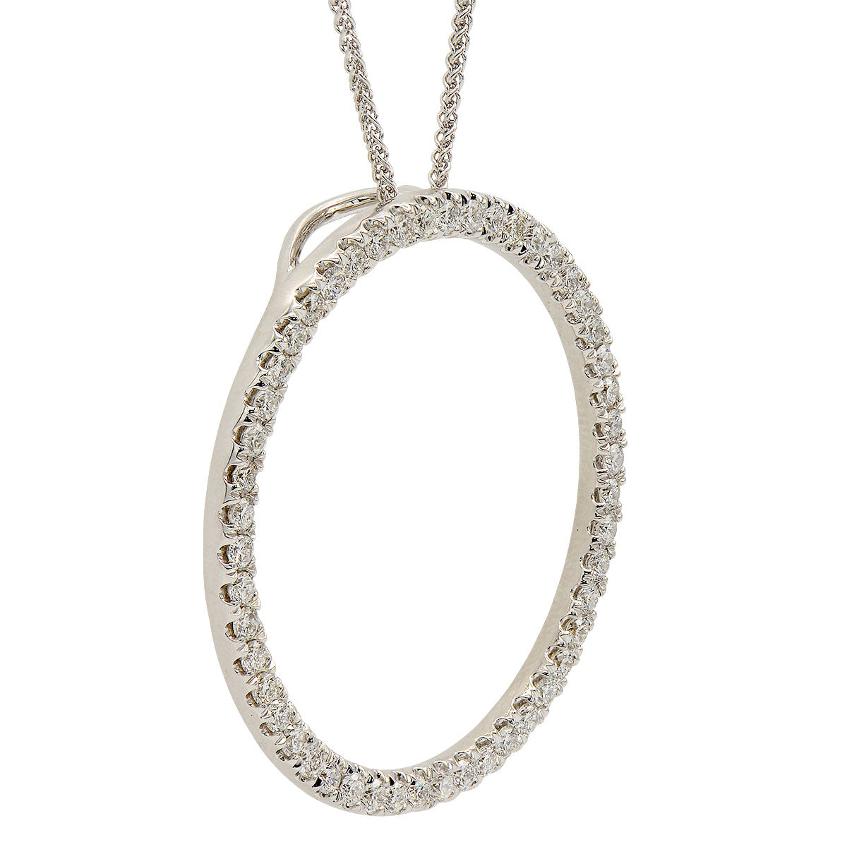 0.84CT White Gold Diamond Open Circle Pendant