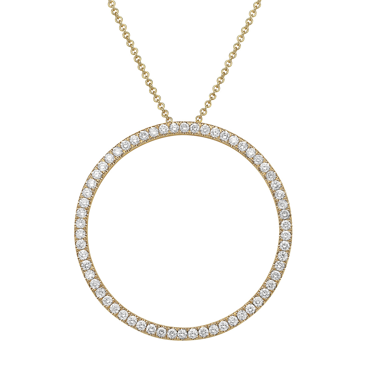 14K Yellow Gold Diamond Open Circle Pendant, 1.04ct