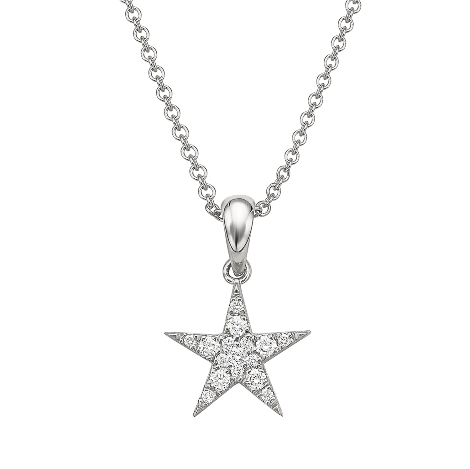 14K White Gold Diamond Star Pendant