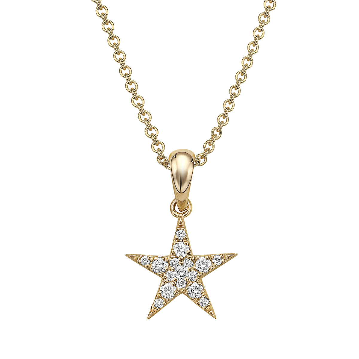 14K Yellow Gold Diamond Star Pendant, 0.15ct