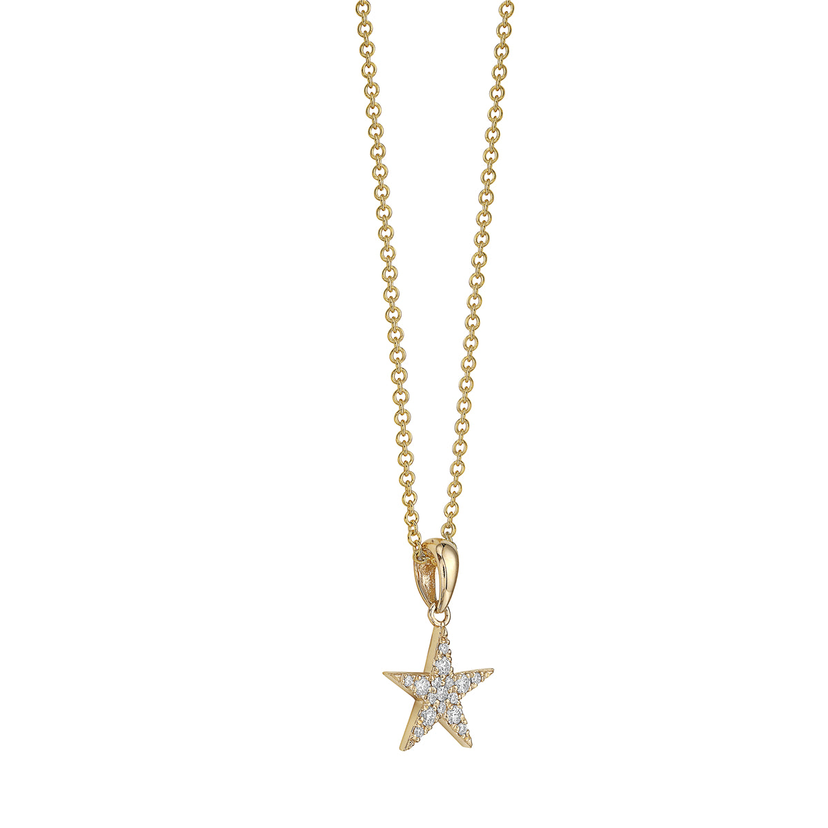 14K Yellow Gold Diamond Star Pendant, 0.15ct