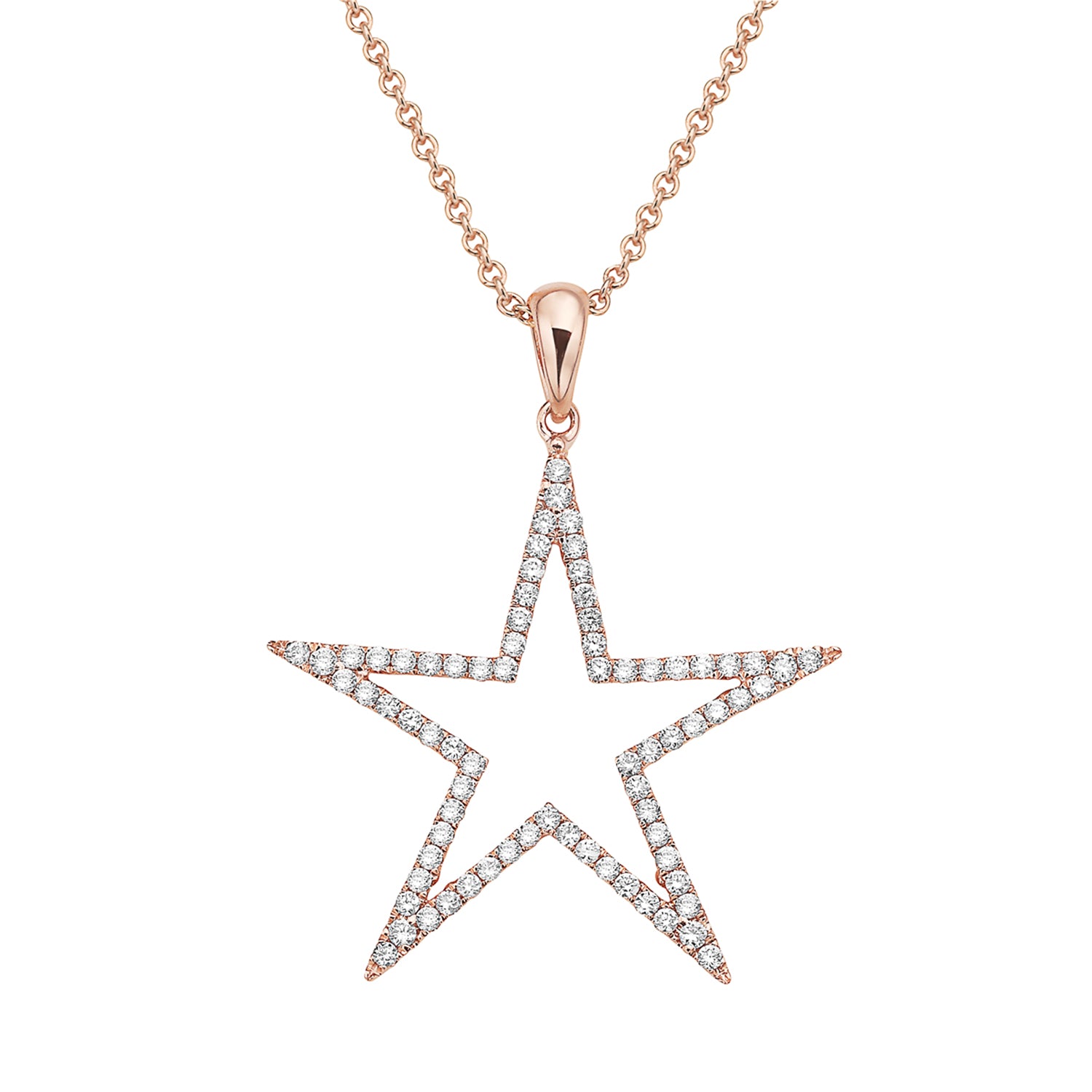 14K Rose Gold Diamond Open Star Pendant, 0.36ct