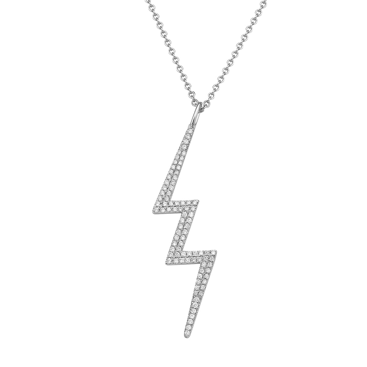 14K White Gold Diamond Lighting Bolt Pendant, 0.23ct