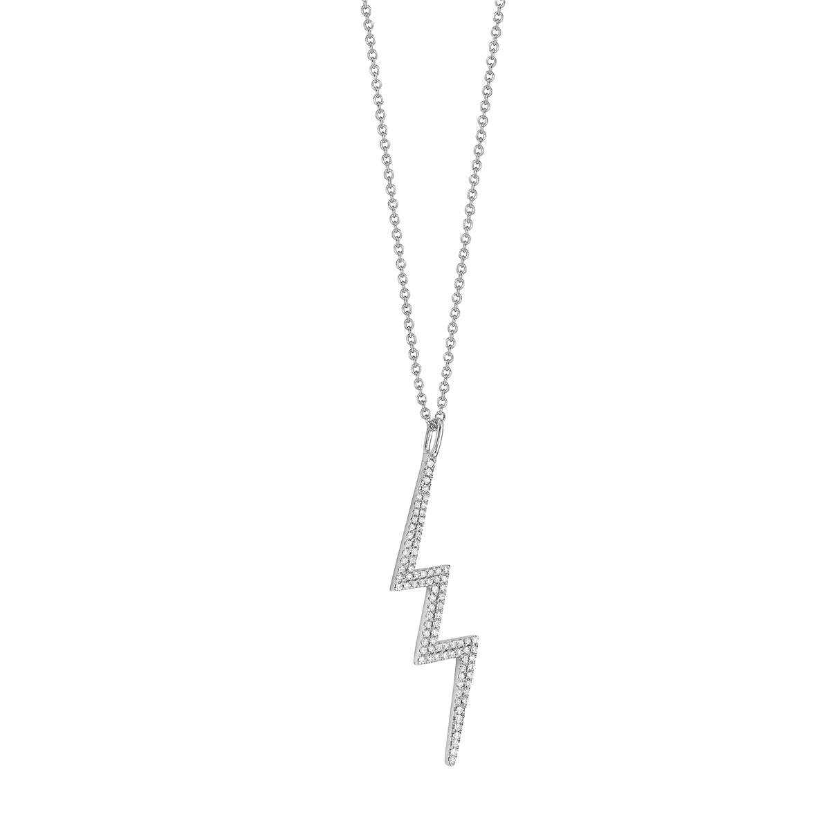 14K White Gold Diamond Lighting Bolt Pendant