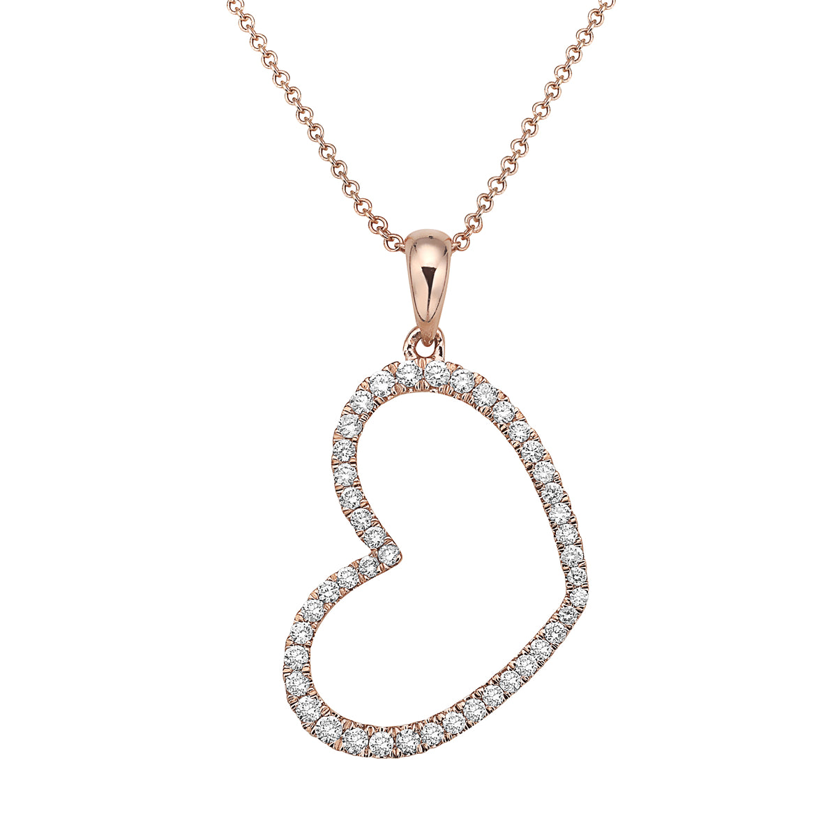14K Rose Gold Diamond Pendant, Round 0.26ct