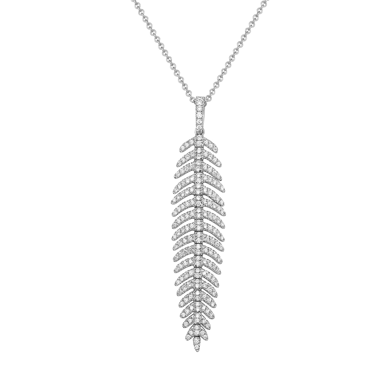14K White Gold Diamond Leaf Pendant, 0.57ct
