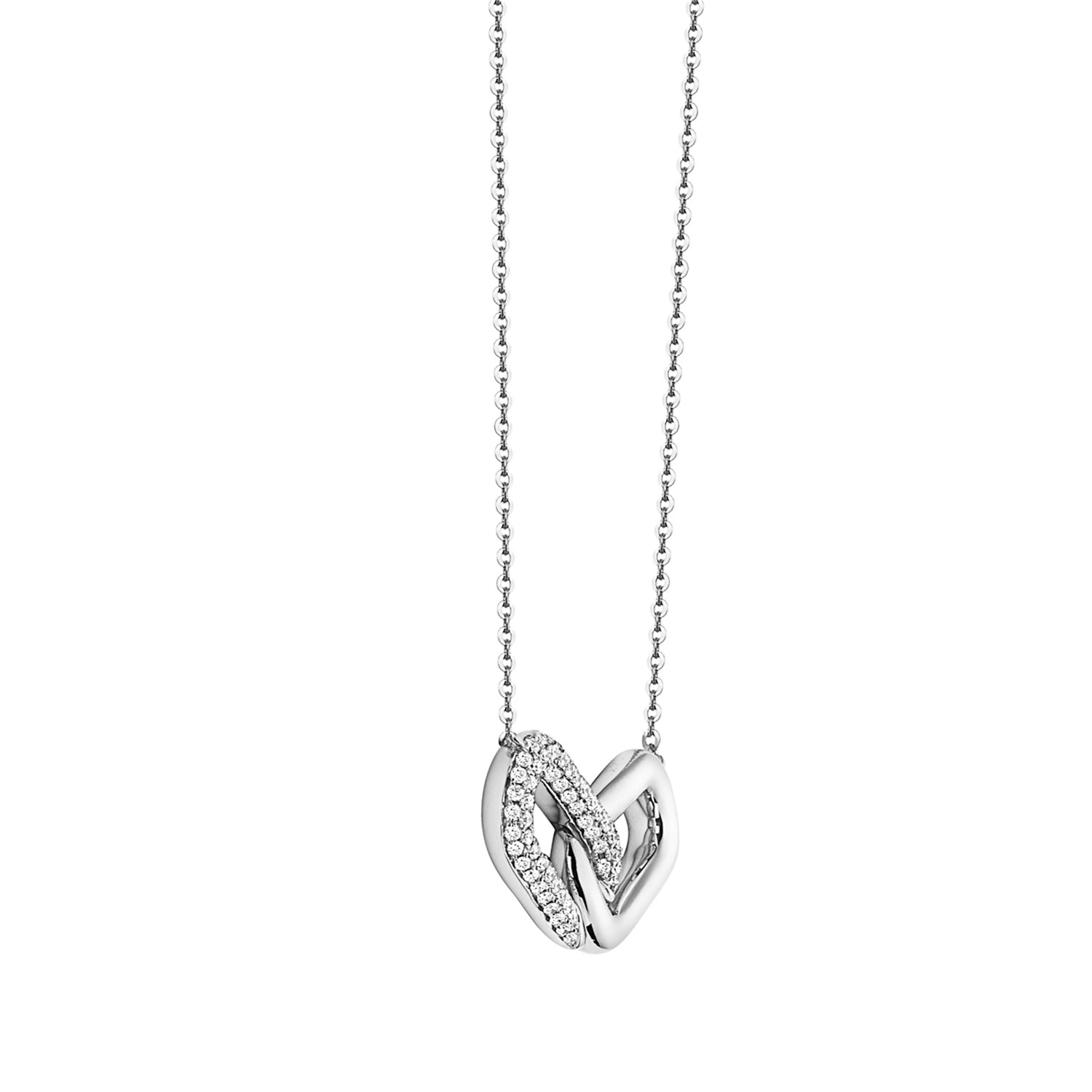 14K White Gold Diamond Hugs Pendant