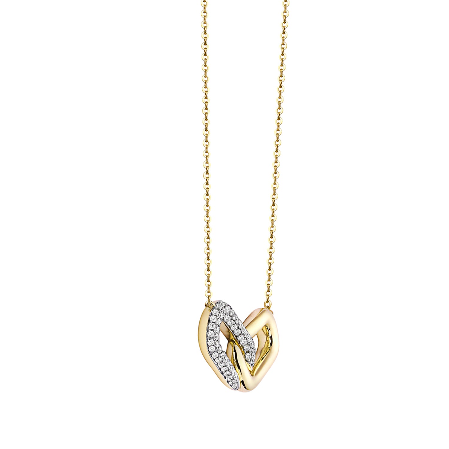 14K Yellow Gold Diamond Hugs Pendant, 0.26ct