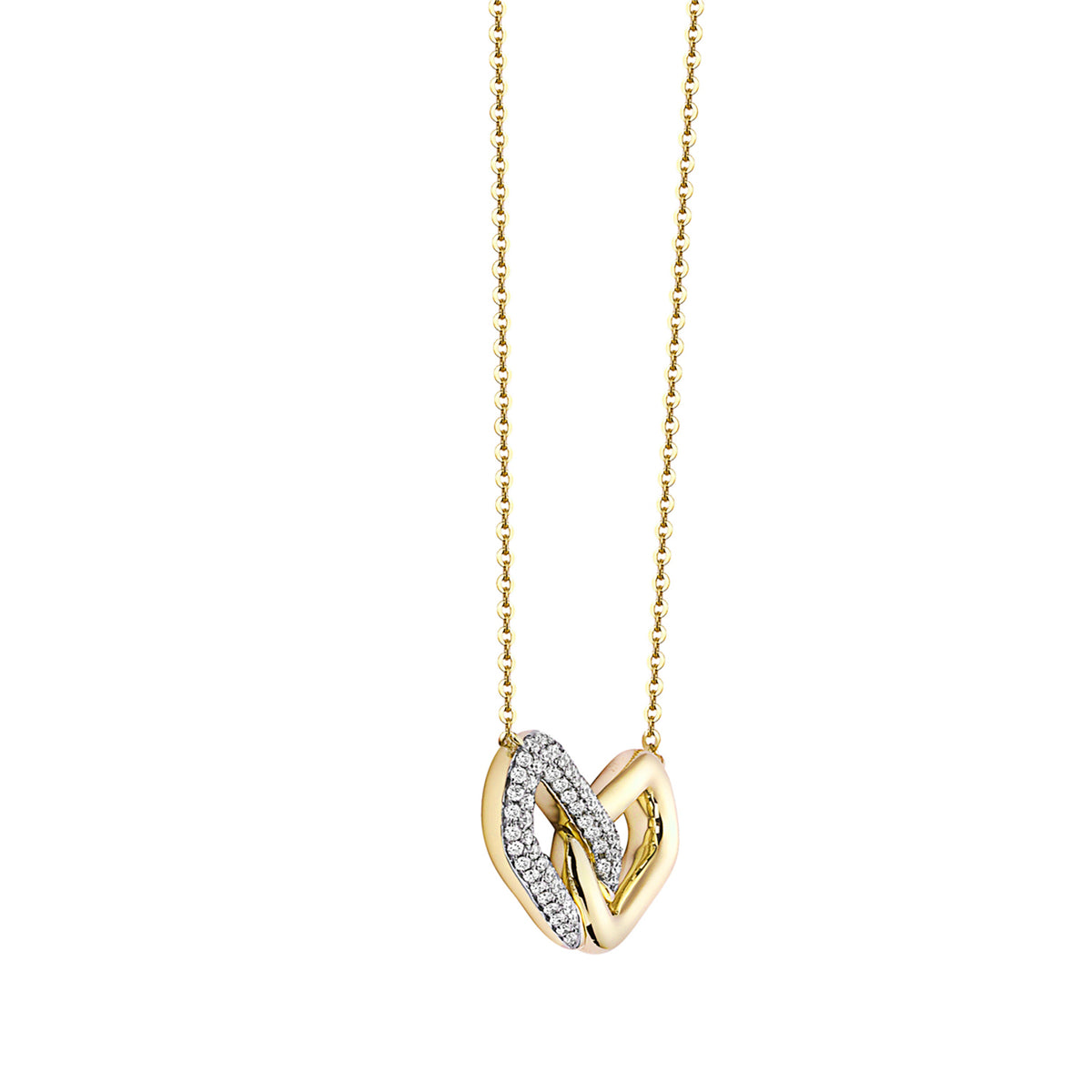 14K Yellow Gold Diamond Hugs Pendant, 0.26ct