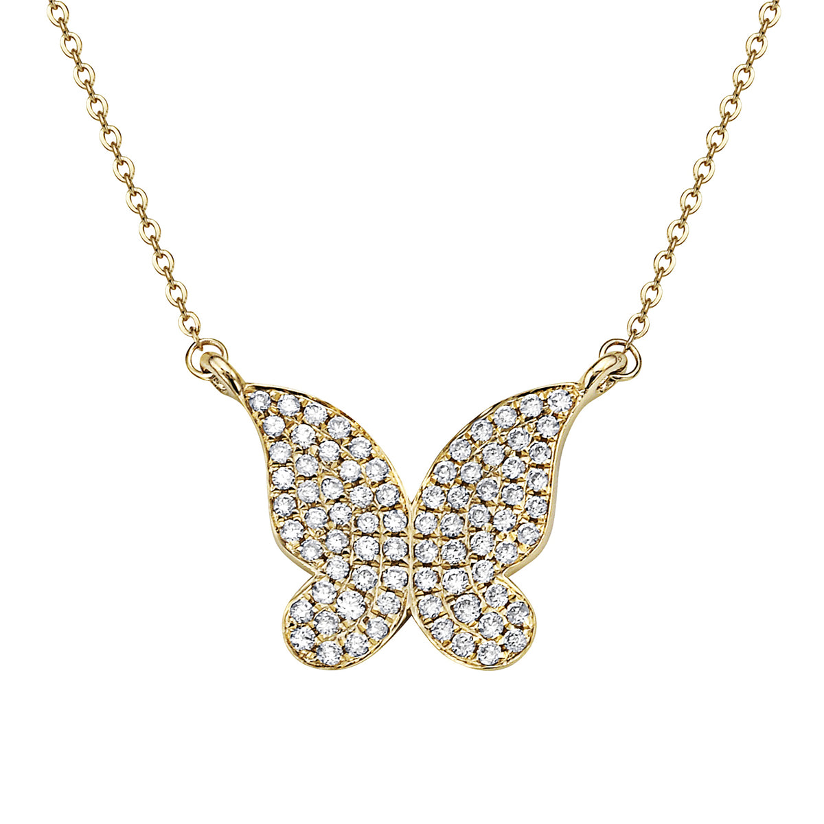 14K Yellow Gold Diamond Butterfly Pendant, 0.21ct