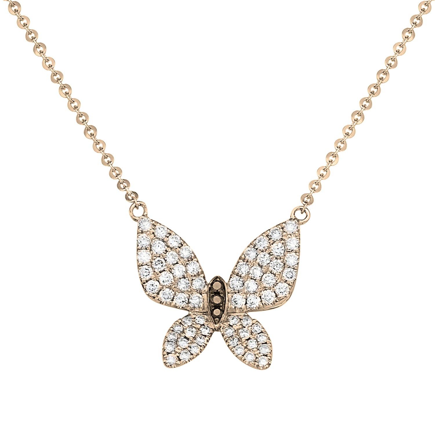 14K Yellow Gold Diamond Butterfly Pendant, 0.56ct