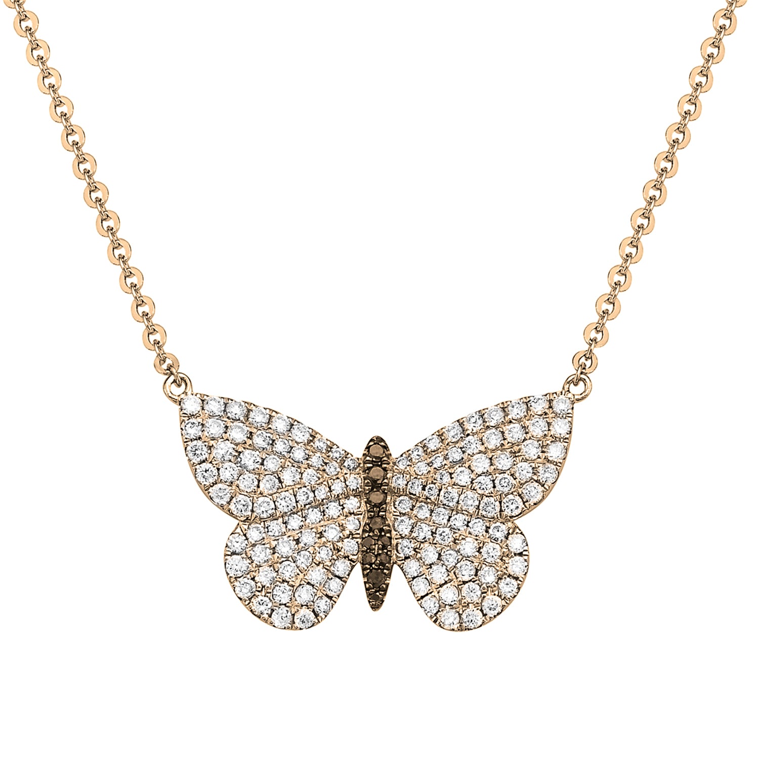 14K Yellow Gold Diamond Butterfly Pendant, 0.52ct