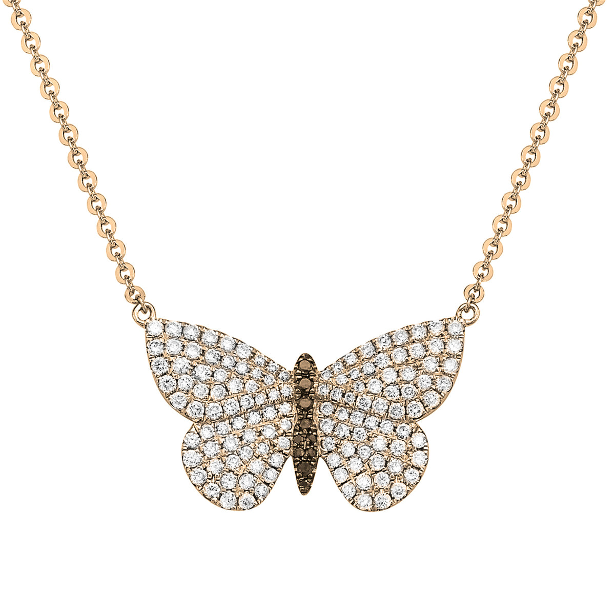 14K Yellow Gold Diamond Butterfly Pendant, 0.52ct
