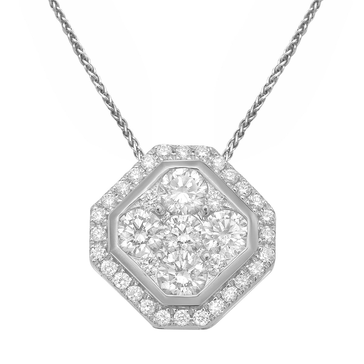 14K White Gold Diamond Pendant, 0.75ct