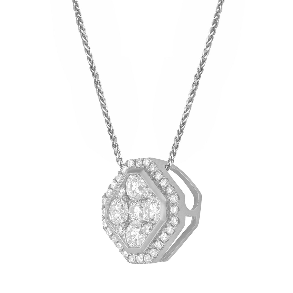 14K White Gold Diamond Pendant, 0.75ct