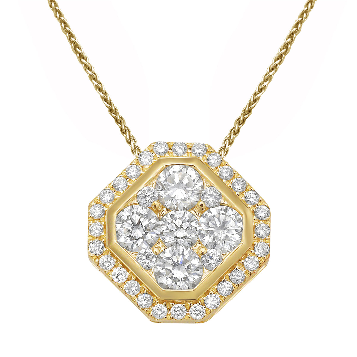 14K Yellow Gold Diamond Pendant, 0.75ct
