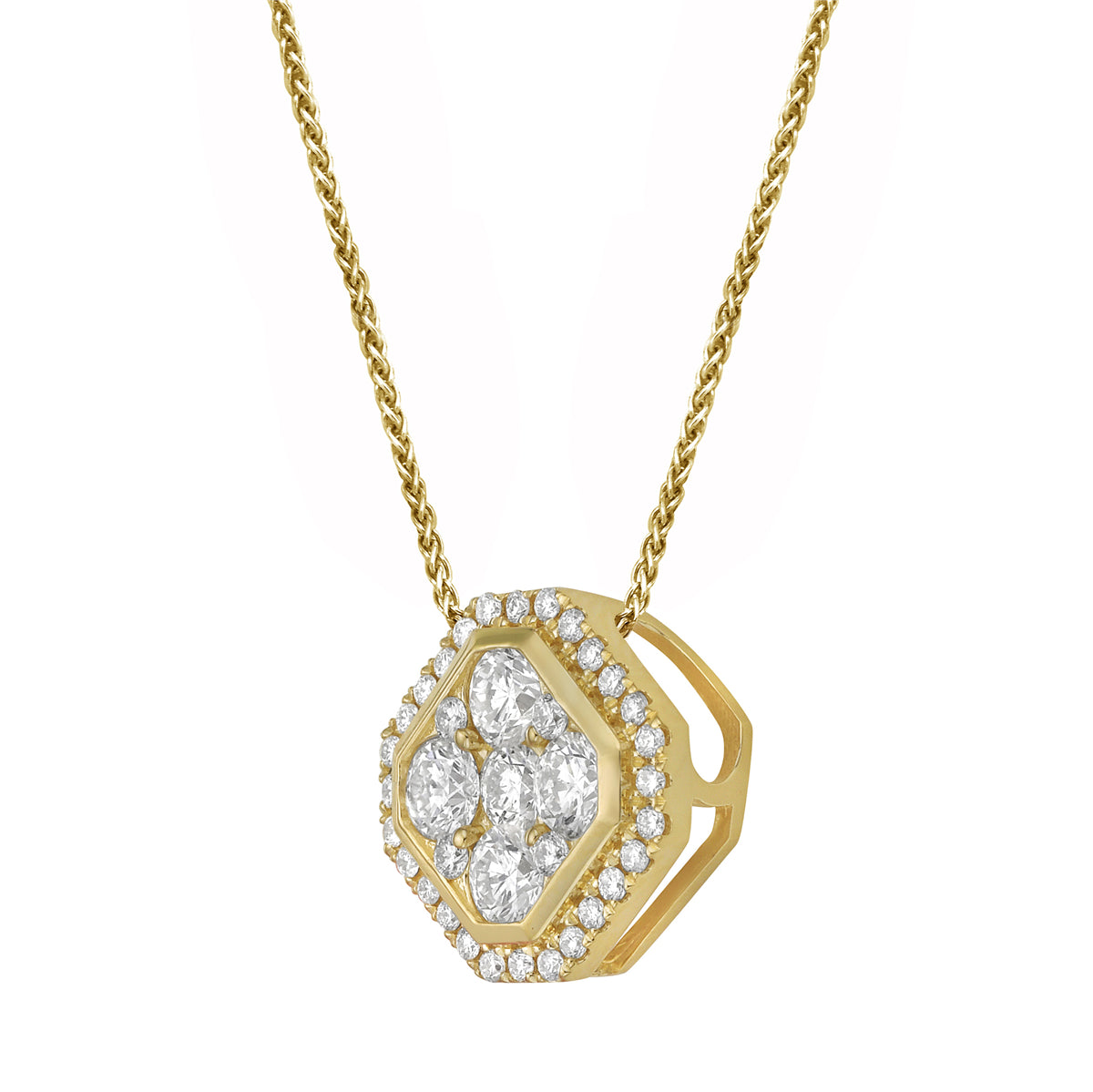 14K Yellow Gold Diamond Pendant, 0.75ct