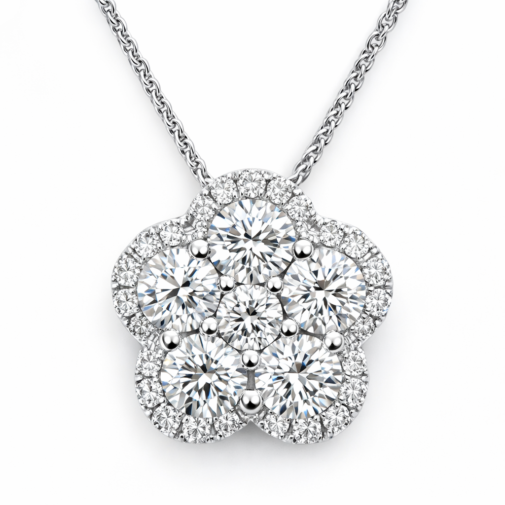 14K White Gold Diamond Pendant, 0.93ct