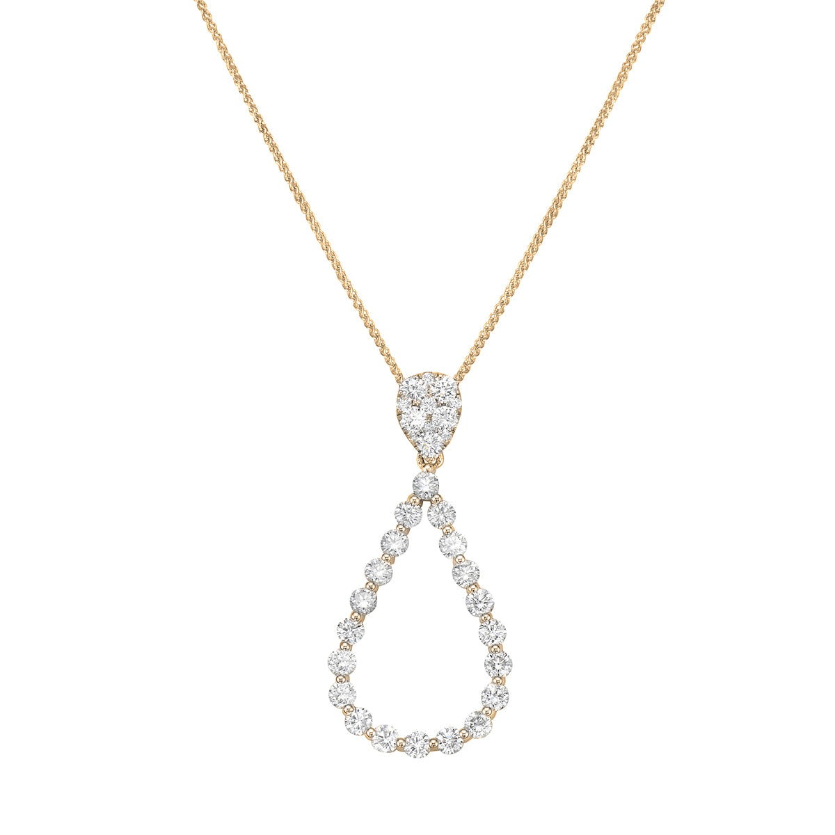 14K Yellow Gold Diamond Drop Pendant, 1.21ct