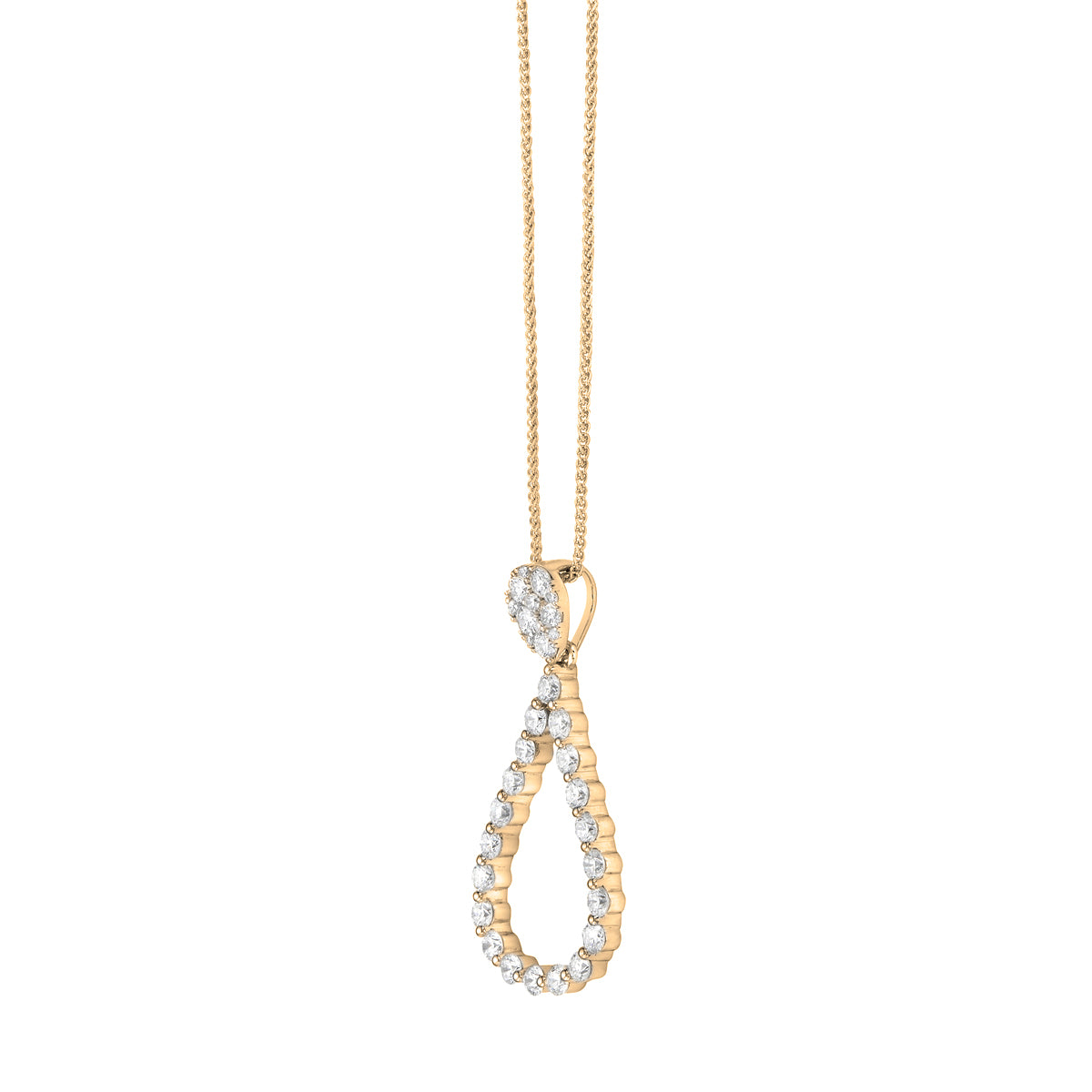 14K Yellow Gold Diamond Drop Pendant