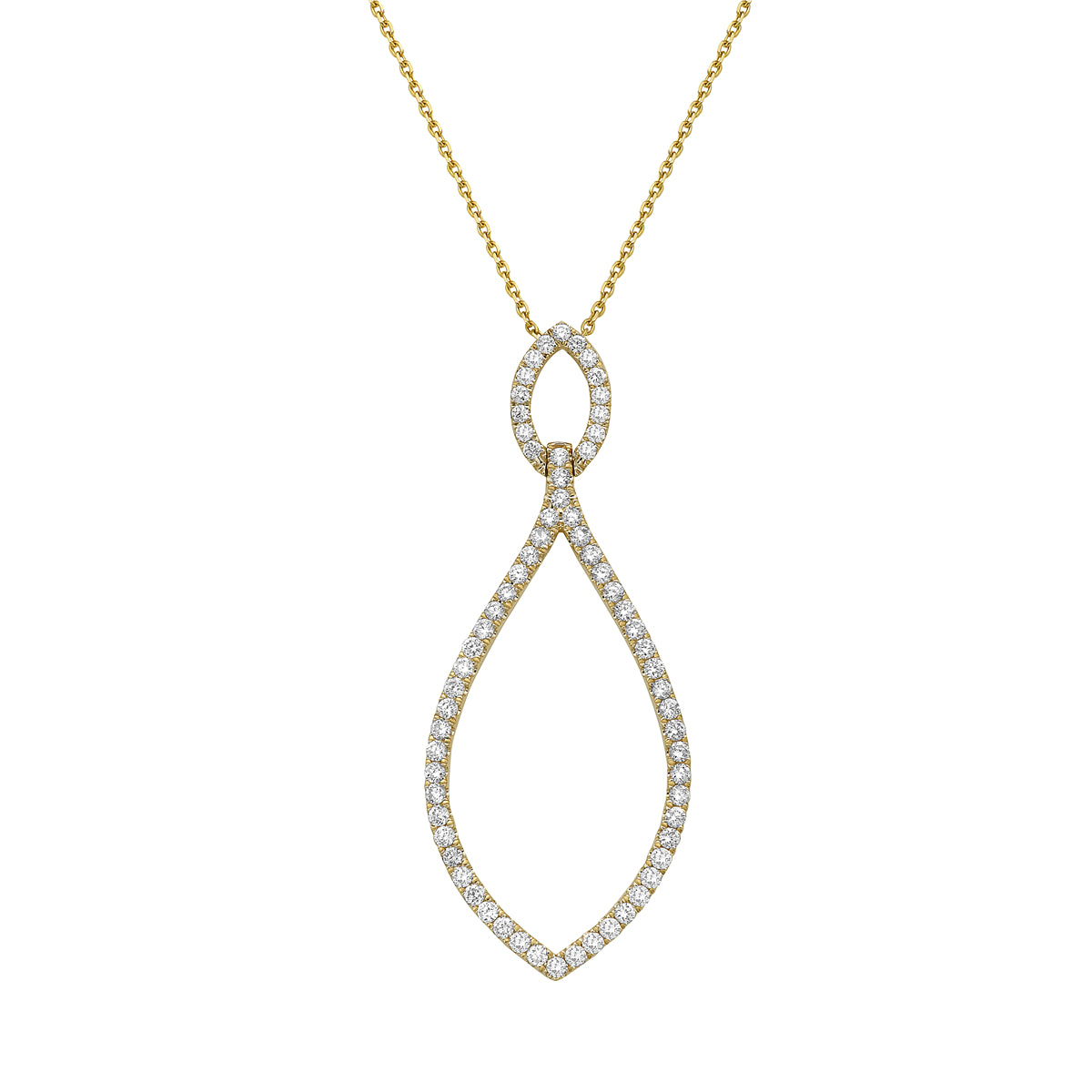 14K Yellow Gold Diamond Drop Pendant, 0.93ct