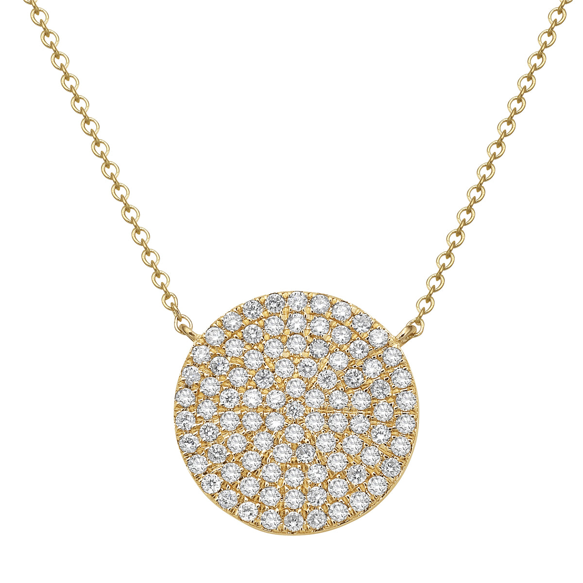 14K Yellow Gold Diamond Circle Pendant, 0.53ct