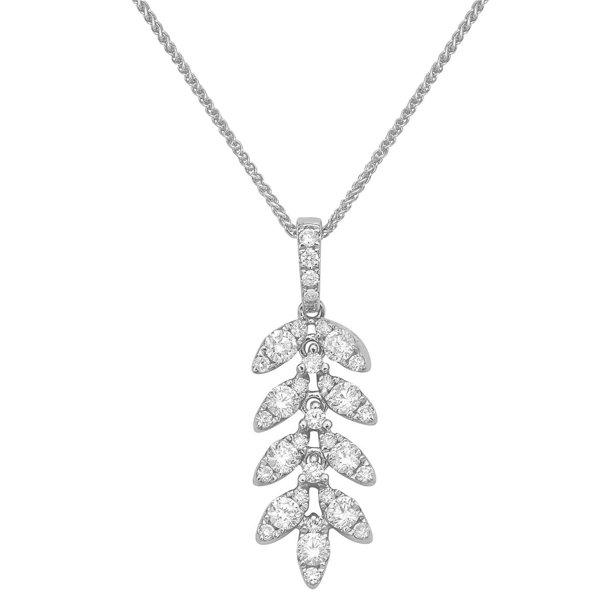 14K White Gold Diamond Pendant, 0.63ct