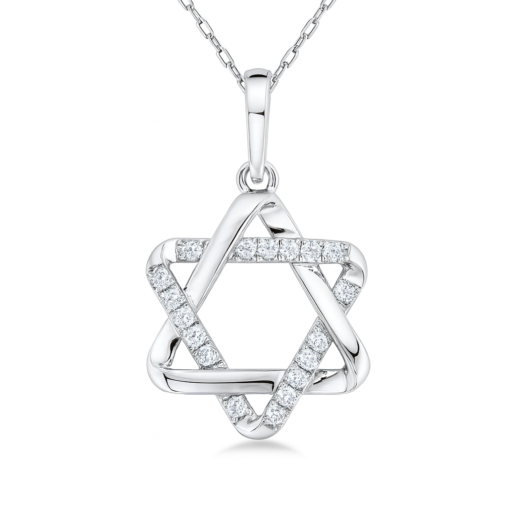 14K White Gold Diamond Pendant, 0.13ct