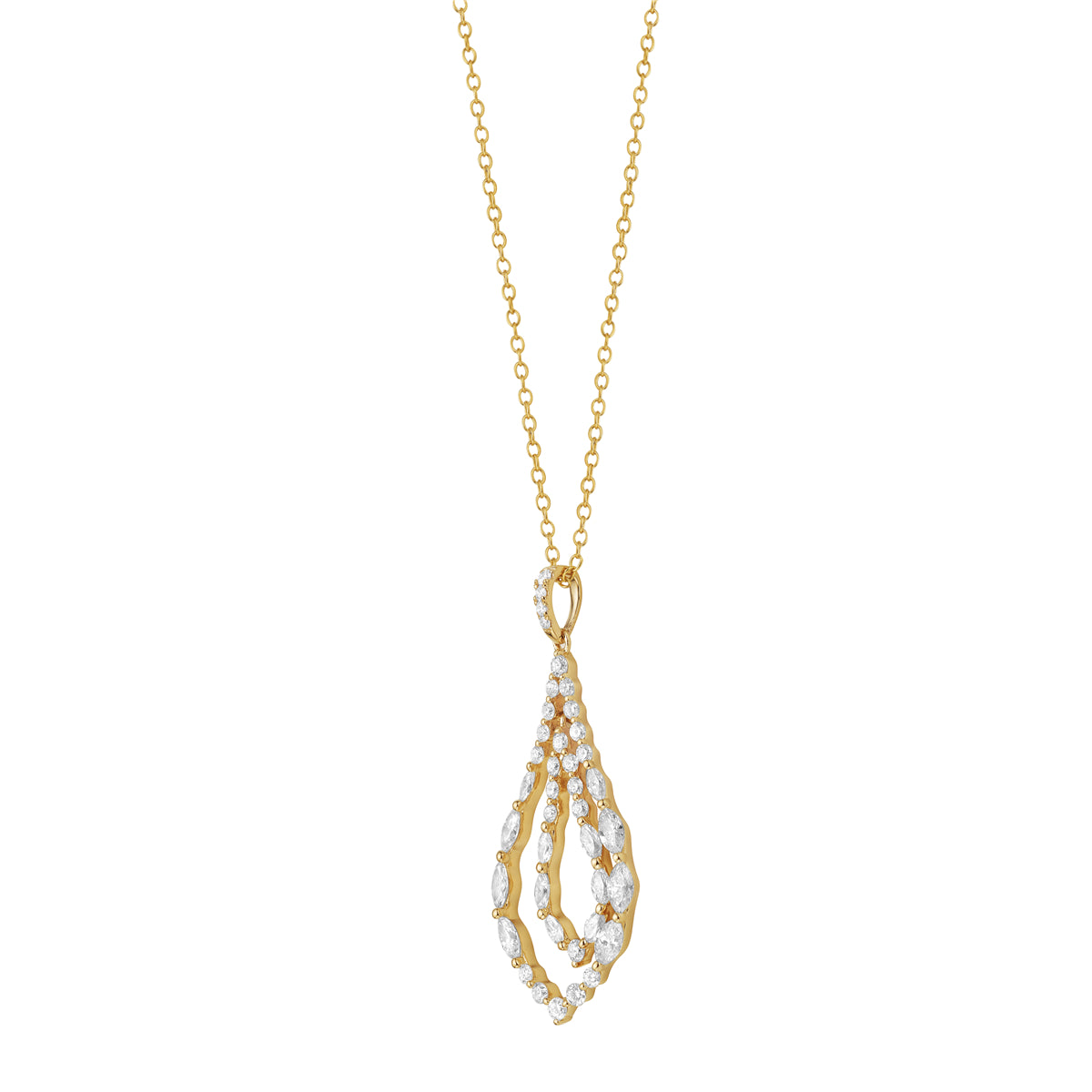14K Yellow Gold Marquise Diamond Pendant, 1.1ct