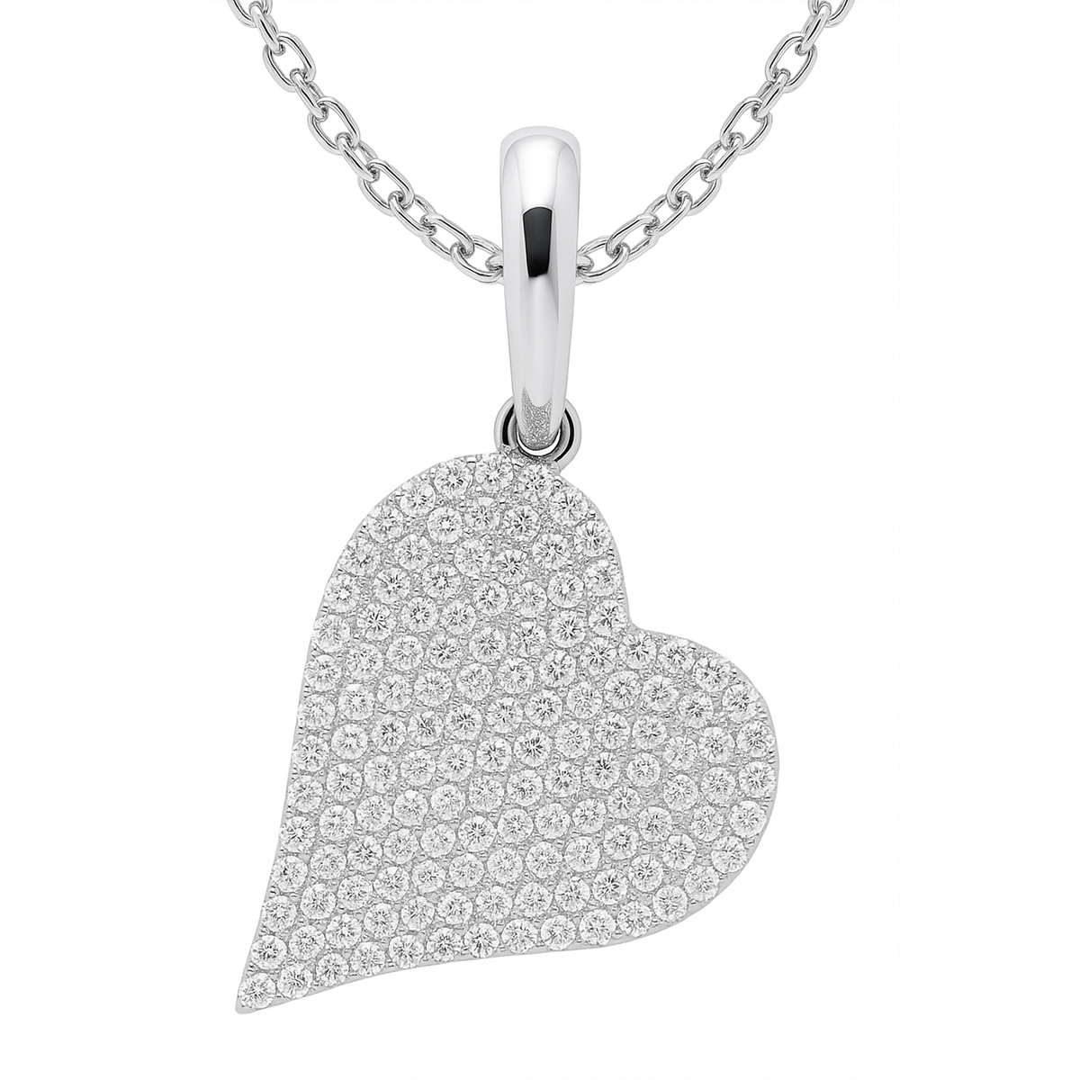 14K White Gold Diamond Pendant, 0.43ct