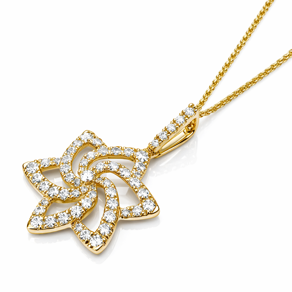 14K Yellow Gold Diamond Necklace, 0.75ct
