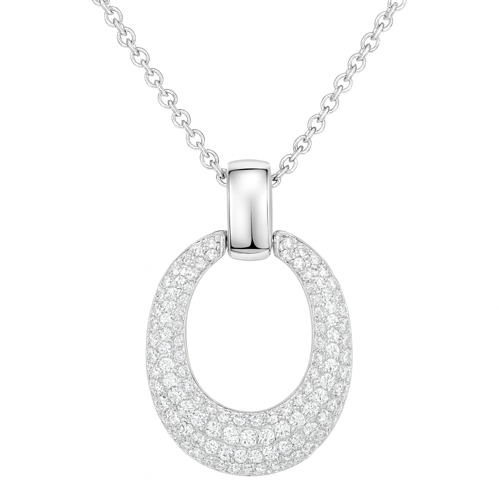 14K White Gold Diamond Pendant, 0.45ct