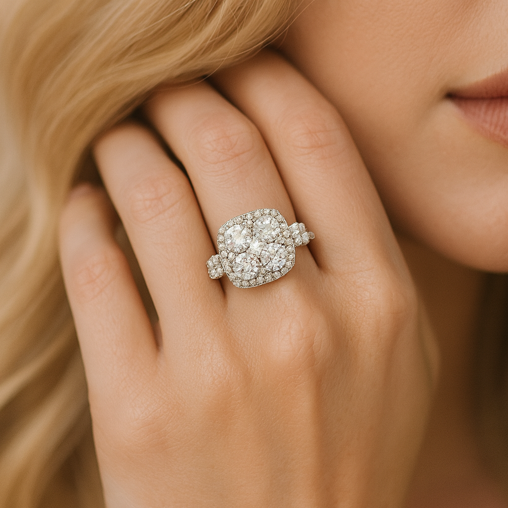 14K White Gold Diamond Ring, 0.57ct