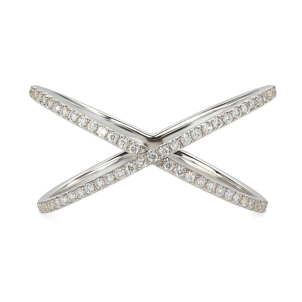 14K White Gold X Ring, 0.2ct