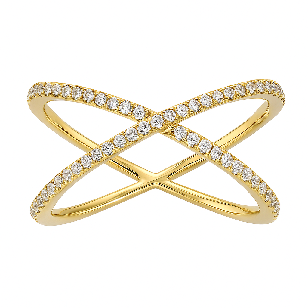 14K Yellow Gold X Ring, 0.21ct