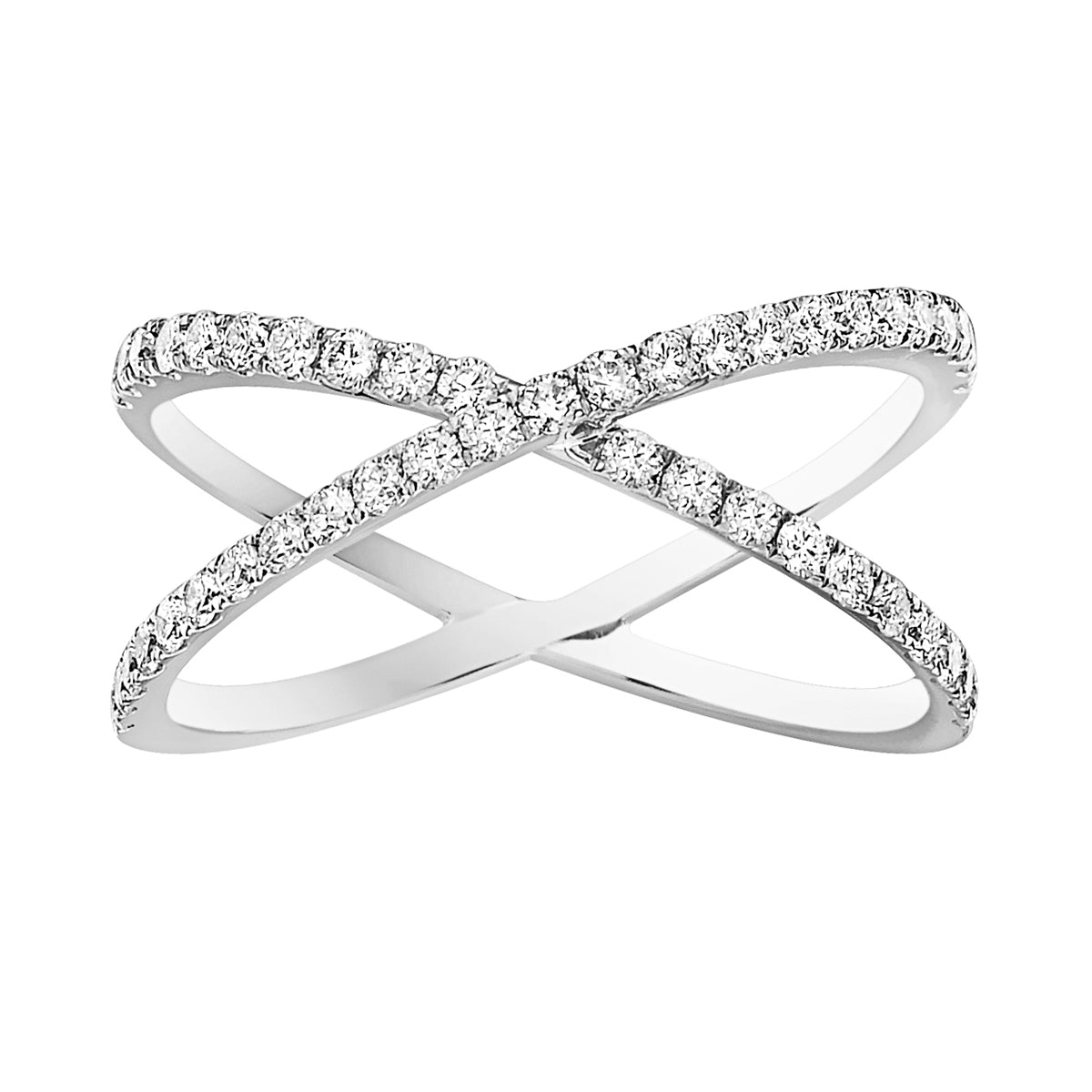 14K White Gold X Ring - Large, 0.47ct