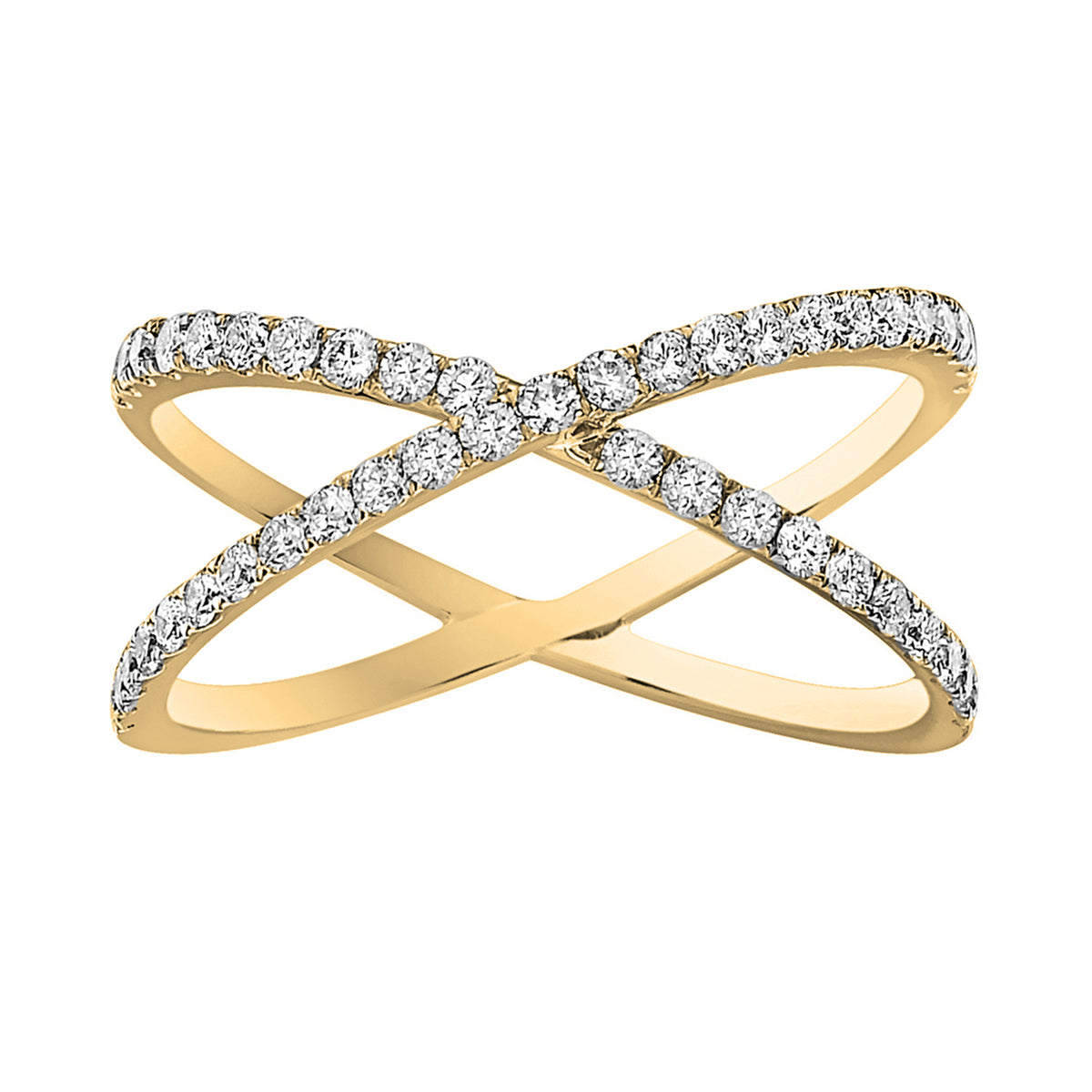 14K Yellow Gold X Ring - Large, 0.47ct