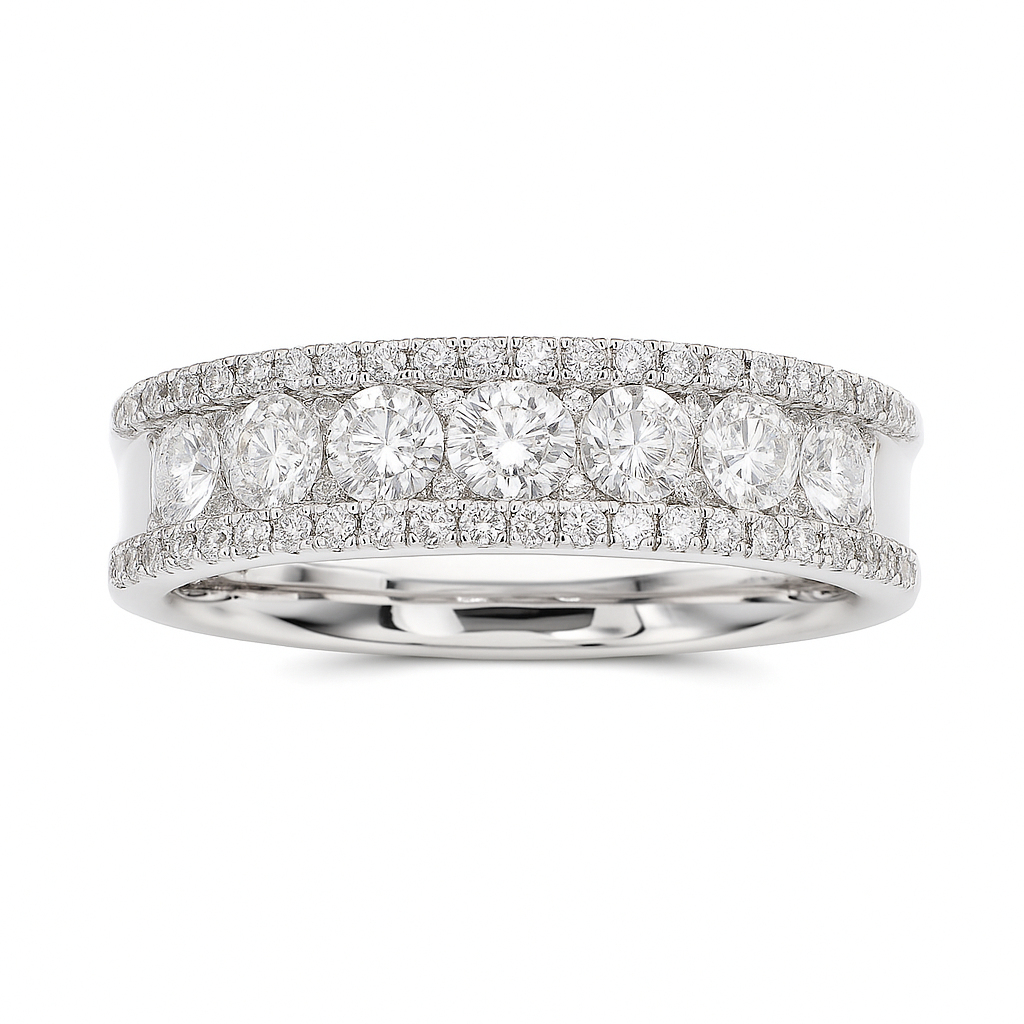 14K White Gold Stack Three Band, 0.3ct