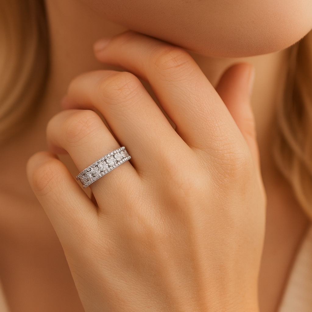 14K White Gold Stack Three Band, 0.3ct