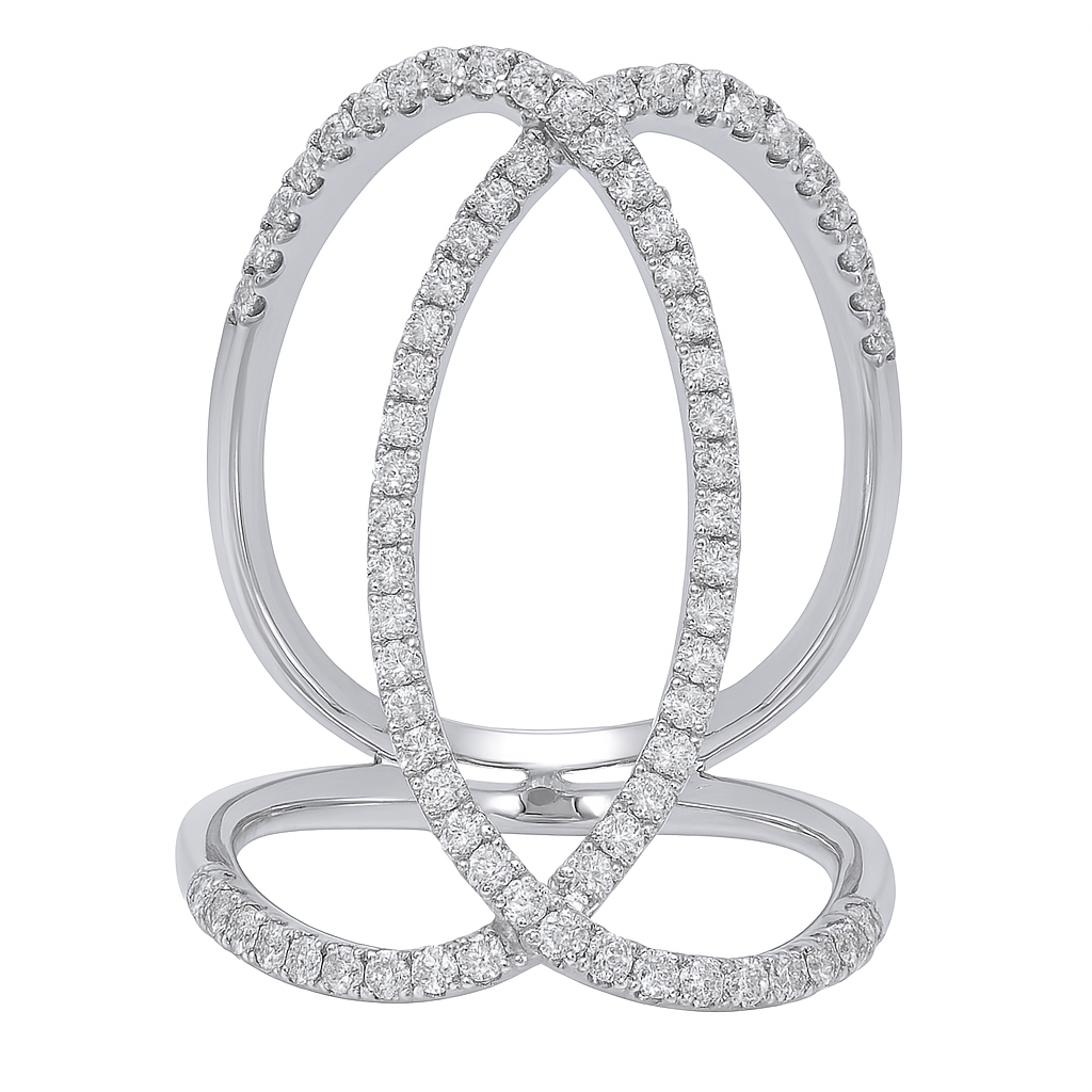 14K White Gold Large Overlay Ring, 0.62ct