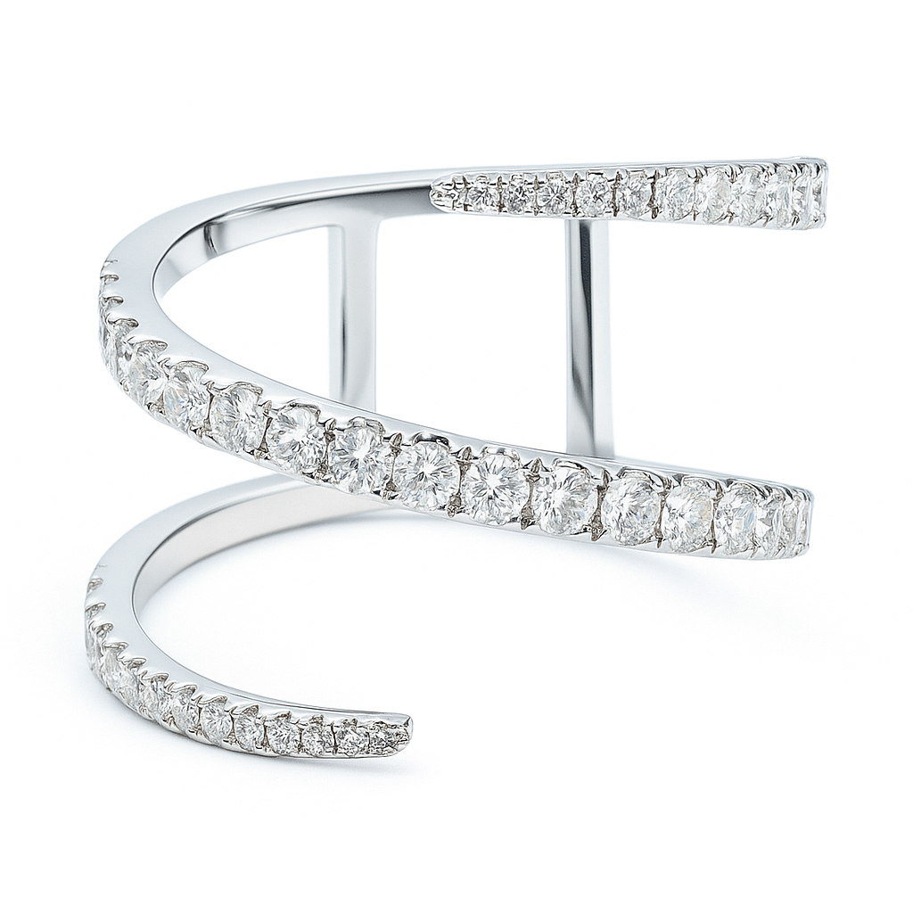 14K White Gold Swizzle Ring, 0.56ct