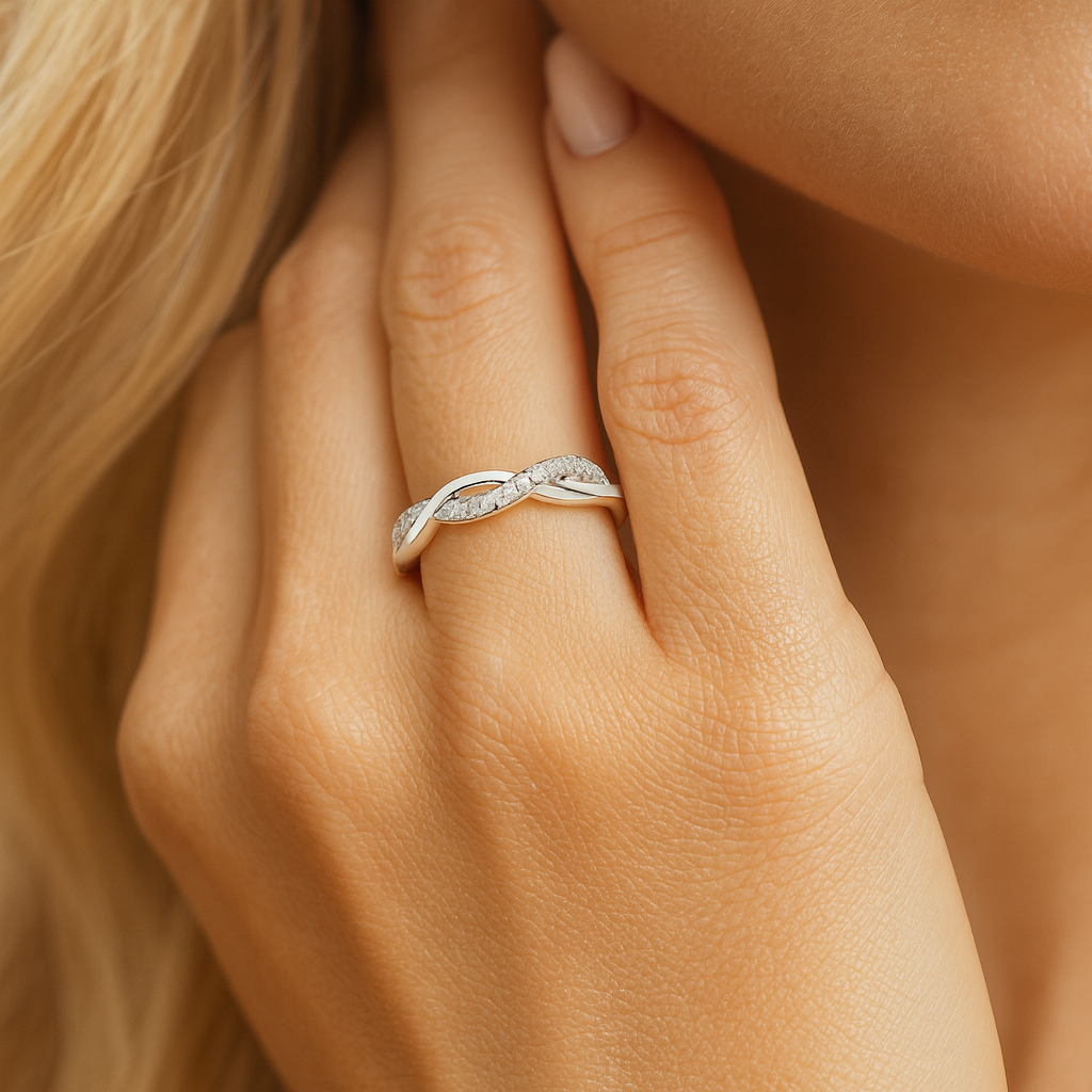 14K White Gold Diamond Wave Ring, 0.24ct