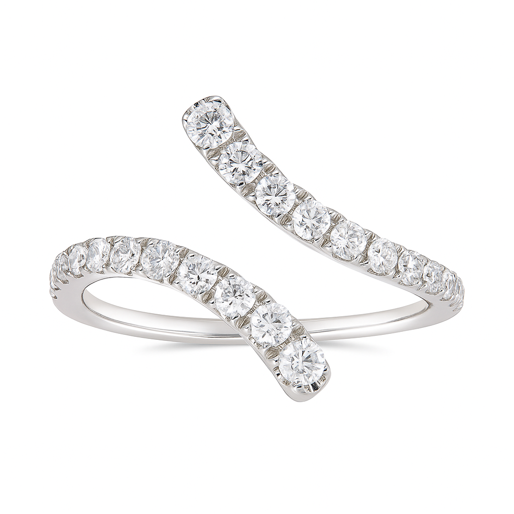14K White Gold Bypass Ring, 0.45ct