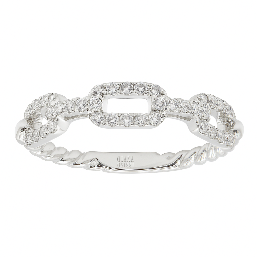 14K White Gold Link Twist Ring, 0.31ct