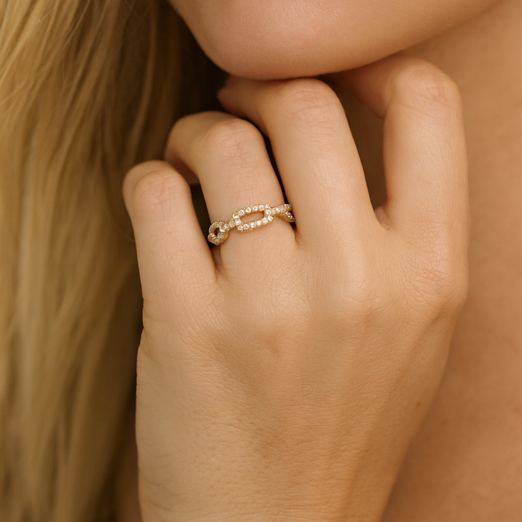 14K Yellow Gold Link Twist Ring, 0.31ct