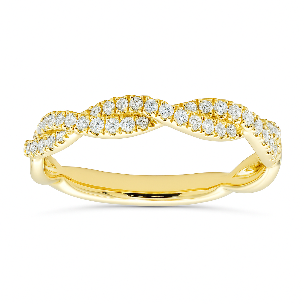 14K Yellow Gold Twist Ring, 0.2ct