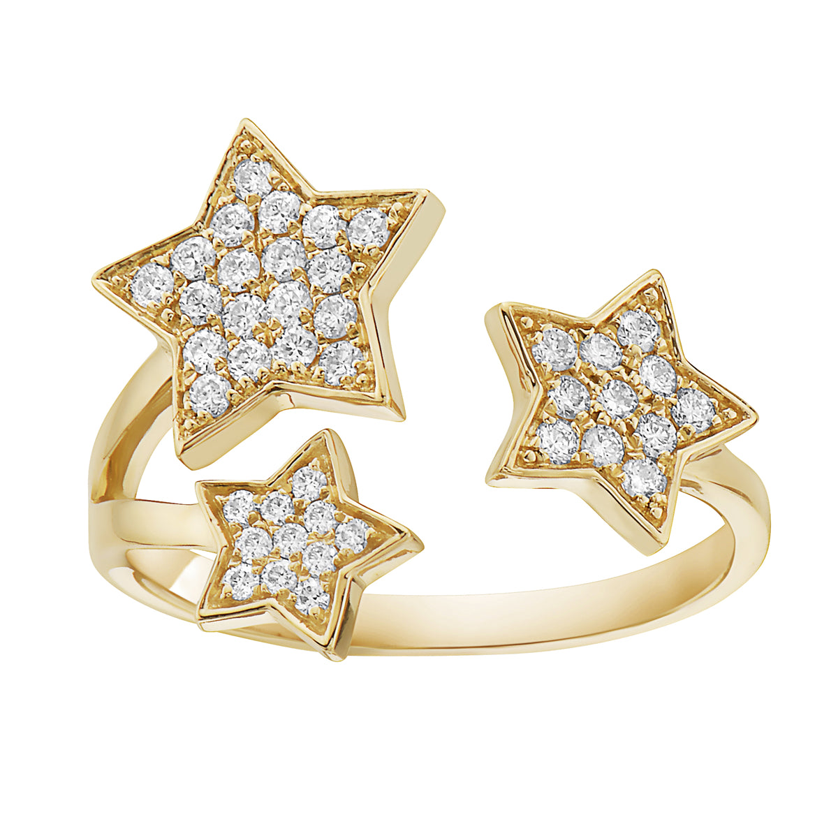 14K Yellow Gold Star Ring, 0.35ct