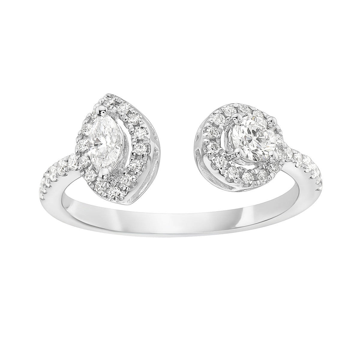 14K White Gold Diamond Huggie Ring, 0.43ct