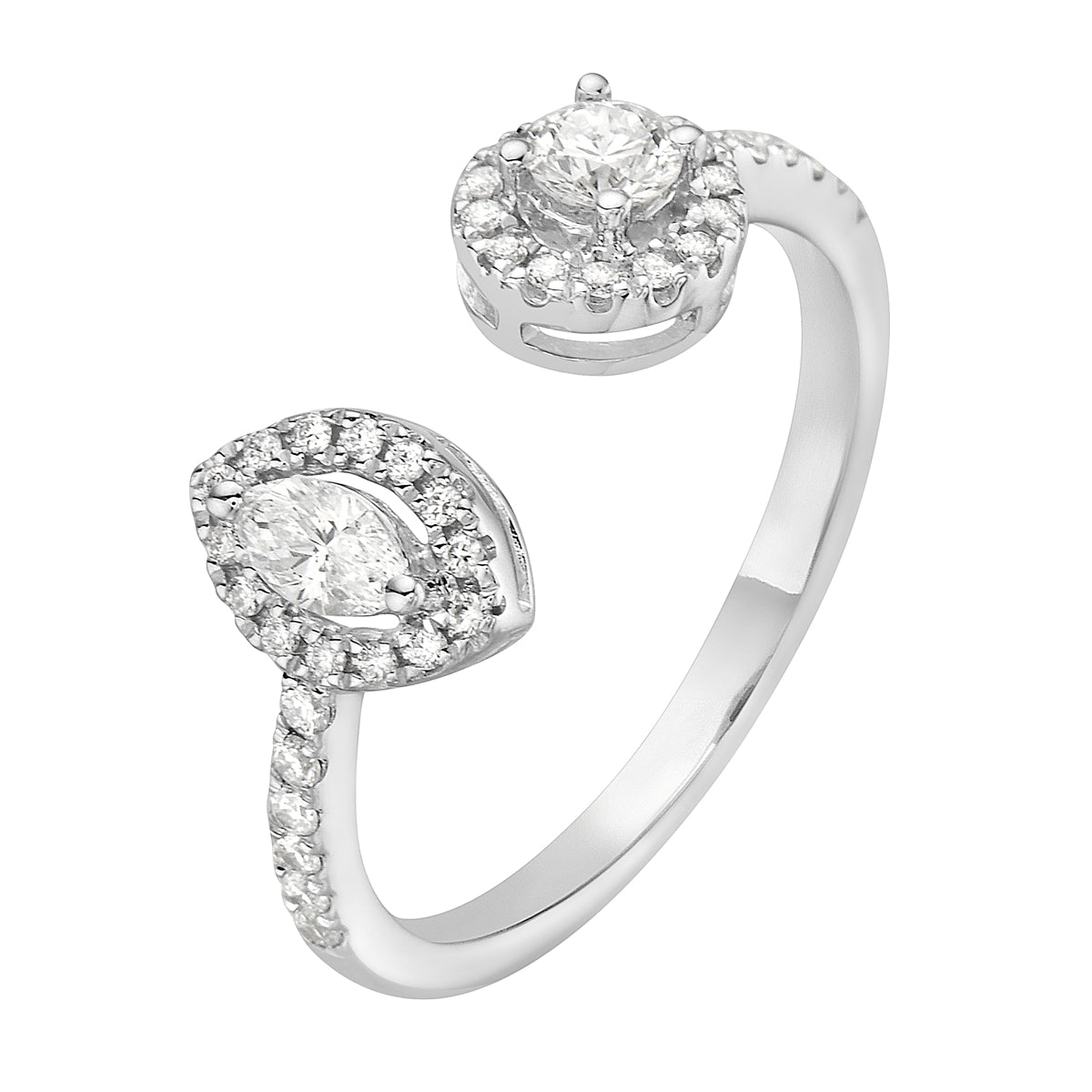 14K White Gold Diamond Huggie Ring, 0.43ct