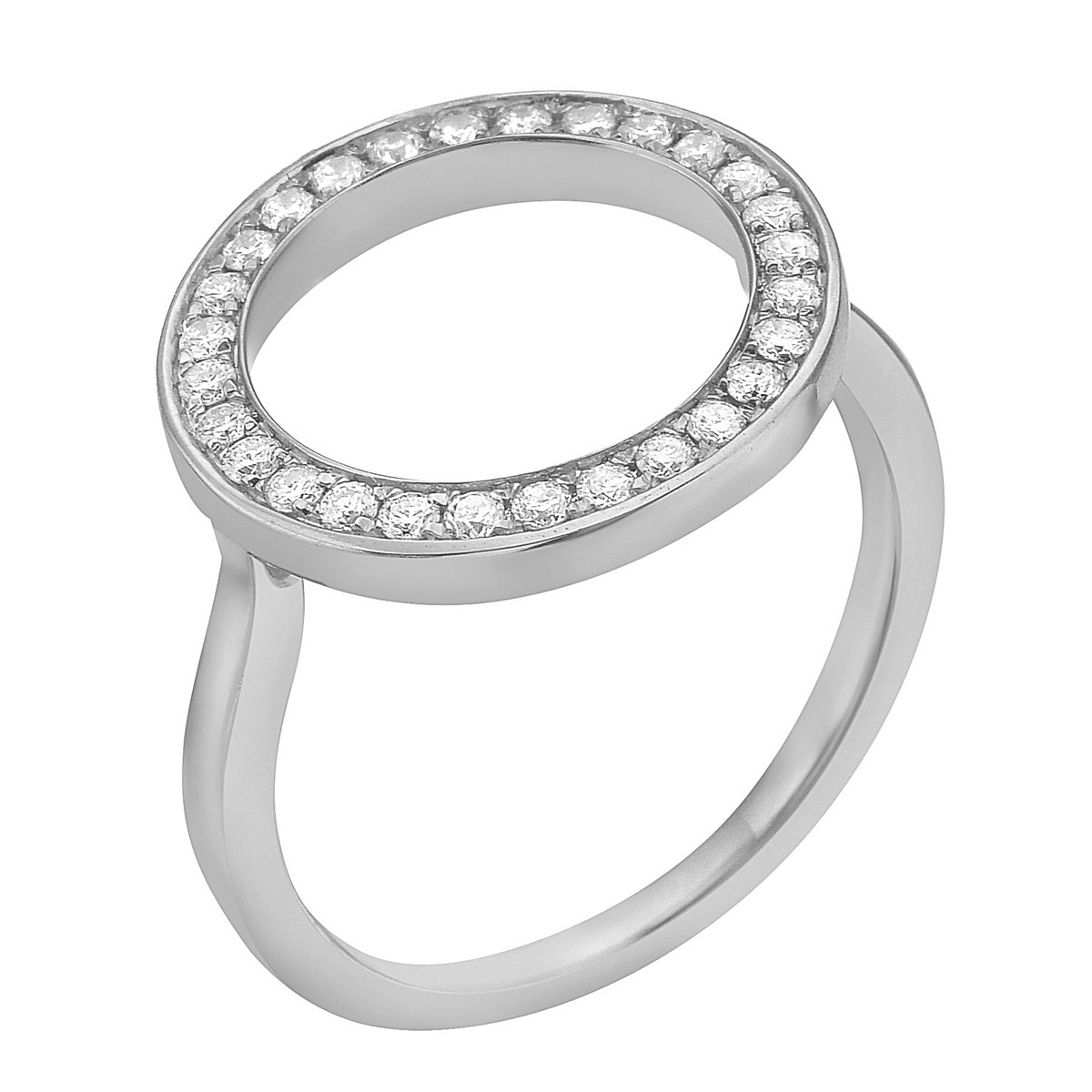 14K White Gold Open Diamond Circle Ring, 0.33ct